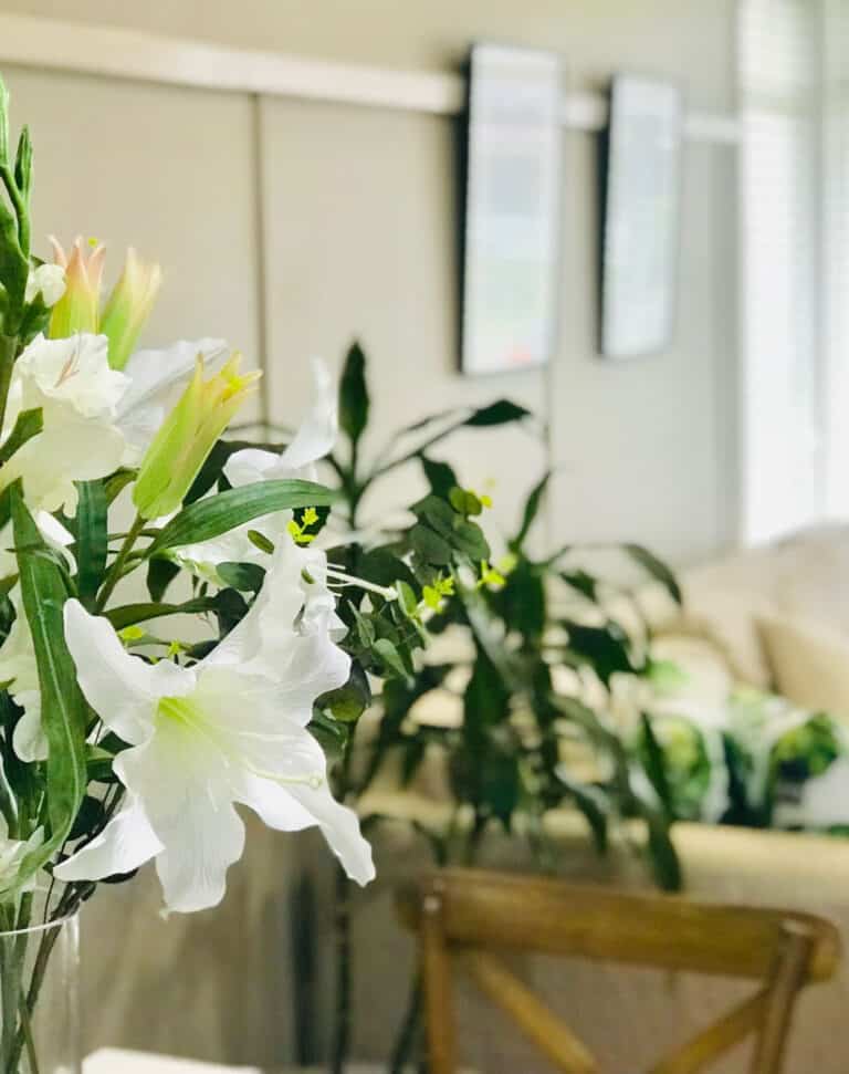 Flowers in styled home
